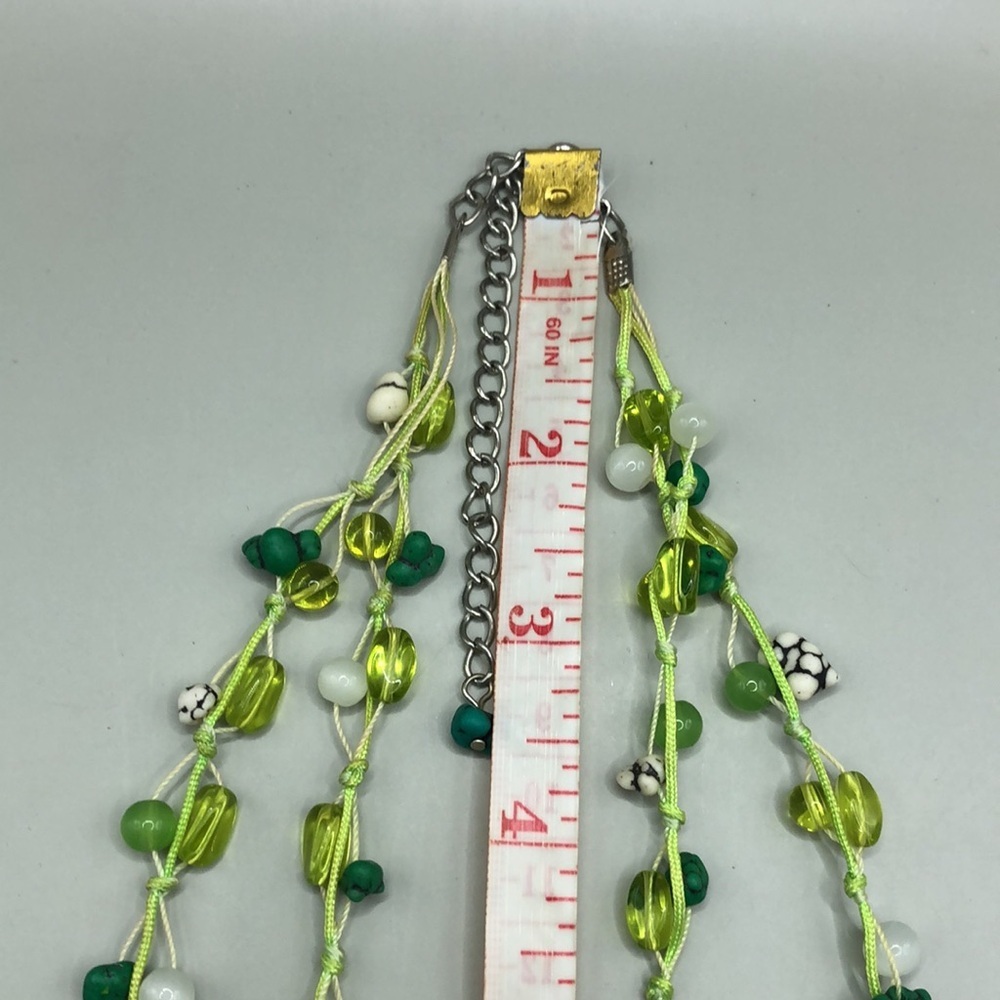 Venetian Murano style art glass double thread layered boho necklace fairy forest - Picture 5 of 6